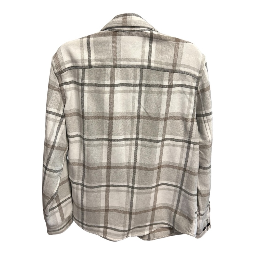 H&M Men's Checkered Shirt Jacket - Cream and Brown medium - Picture 5 of 6